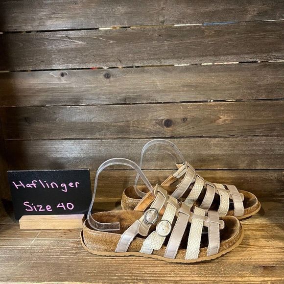 Womens Haflinger Gray Leather Strappy‎ Slip On Slide Sandals Size EU 40 US 9 M - Picture 1 of 8